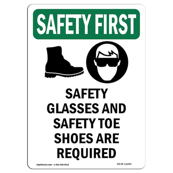 OSHA Sign, Glasses And, 5in X 3.5in, 10PK, 3.5" W, 5" H, Portrait, PK10, OS-SF-D-35-V-11295-10PK